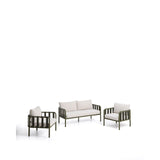 Set Omala aus einem 2-Sitzer-Sofa und 2 Sesseln mit Aluminiumgestell in Grün von Kave Home – Bild 1