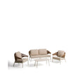 Set Zuara, bestehend aus einem 3-Sitzer-Sofa, zwei Sesseln sowie einem Outdoor-Tisch aus ecrufarbenem Aluminium und braunem Synthetikseil von Kave Home – Bild 1