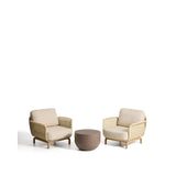 Set mit 2 Sesseln Alipa aus massivem Akazienholz und ecrufarbenem Seil, FSC 100 %, und Couchtisch Garbet aus braunem Zement Ø 60 cm von Kave Home – Bild 2