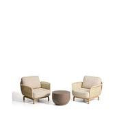 Set mit 2 Sesseln Alipa aus massivem Akazienholz und ecrufarbenem Seil, FSC 100 %, und Couchtisch Garbet aus braunem Zement Ø 60 cm von Kave Home – Bild 2