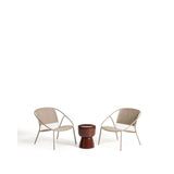 Set mit 2 Sesseln Atrani aus verzinktem Stahl und taupefarbenem Seil und Beistelltisch Mesquida aus glasierter terrakottafarbener Keramik Ø 36 cm von Kave Home – Bild 1