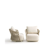 Set mit 2 Sesseln Osani aus ecrufarbenem Aluminium und taupefarbenem Seil und Beistelltisch Drasi aus Zement in Travertinoptik Ø 60 cm von Kave Home – Bild 2