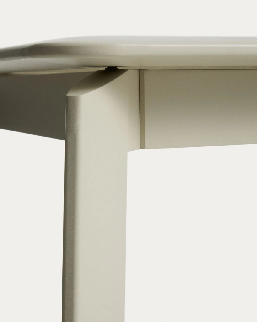 Set mit Ausziehtisch Brela aus Aluminium in Ecru und 6 stapelbaren Stühlen Canea aus Aluminium in Ecru und beigem Texteline 205(287)x100 cm von Kave Home – Bild 7
