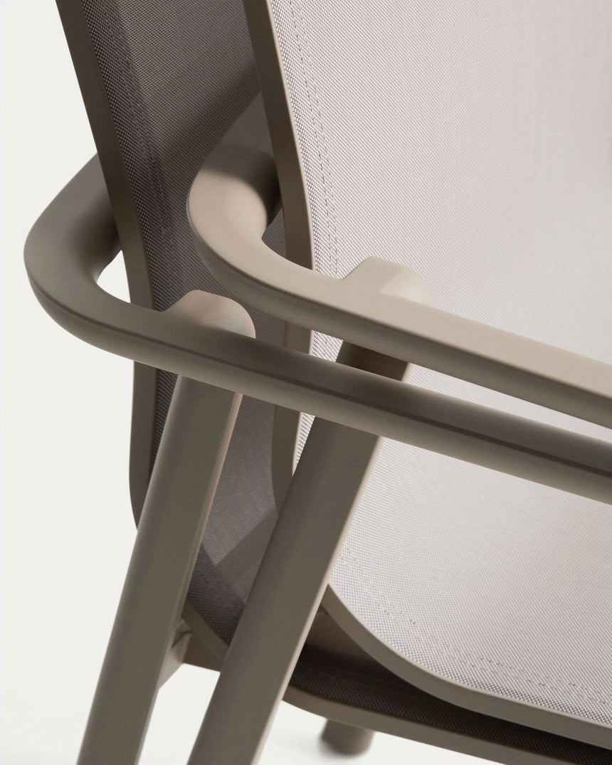 Set mit Ausziehtisch Brela aus Aluminium und 6 stapelbaren Stühlen Canea aus Aluminium und beigem Textilene 205(287)x100 cm von Kave Home – Bild 2