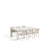 Set mit Ausziehtisch Brela aus ecrufarbenem Aluminium und 6 Stühlen Luri aus ecrufarbenem Aluminium und beigem Texteline 205 (287) x 100 cm von Kave Home – Bild 1