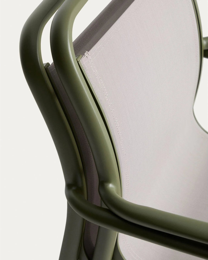 Set mit Ausziehtisch Brela aus grünem Aluminium und 6 stapelbaren Stühlen Luri aus grünem Aluminium und beigem Texteline 205 (287) x 100 cm von Kave Home – Bild 2