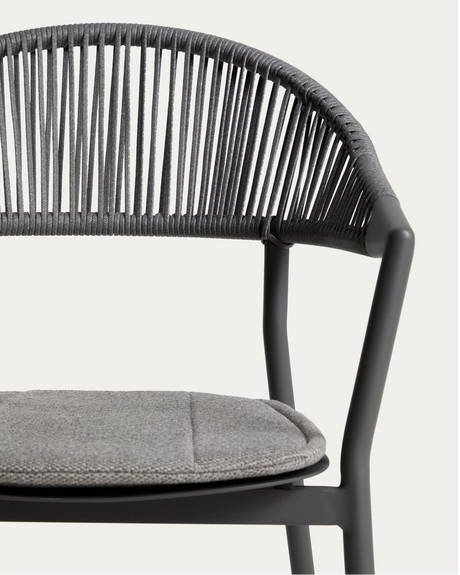 Set mit Ausziehtisch Livorno aus Aluminium in Graphit und 6 Stühlen Alimia aus Aluminium in Graphit und Synthetikseil in Grau, 233 (350) x 100 cm von Kave Home – Bild 3