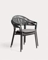 Set mit Ausziehtisch Livorno aus Aluminium in Graphit und 6 Stühlen Alimia aus Aluminium in Graphit und Synthetikseil in Grau, 233 (350) x 100 cm von Kave Home – Bild 4