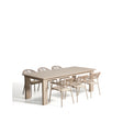 Set mit Ausziehtisch Livorno aus Aluminium in Taupe und 6 Stühlen Alimia aus Aluminium in Taupe und Synthetikseil in Braun, 233 (350) x 100 cm von Kave Home – Bild 2