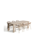 Set mit Ausziehtisch Livorno aus Aluminium in Taupe und 6 Stühlen Alimia aus Aluminium in Taupe und Synthetikseil in Braun, 233 (350) x 100 cm von Kave Home – Bild 2
