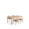 Set mit Tisch Sori aus massivem Akazienholz und 4 Stapelstühlen Nina aus massivem Akazienholz und beigem Seil, 200 x 100 cm FSC 100 % von Kave Home – Bild 1