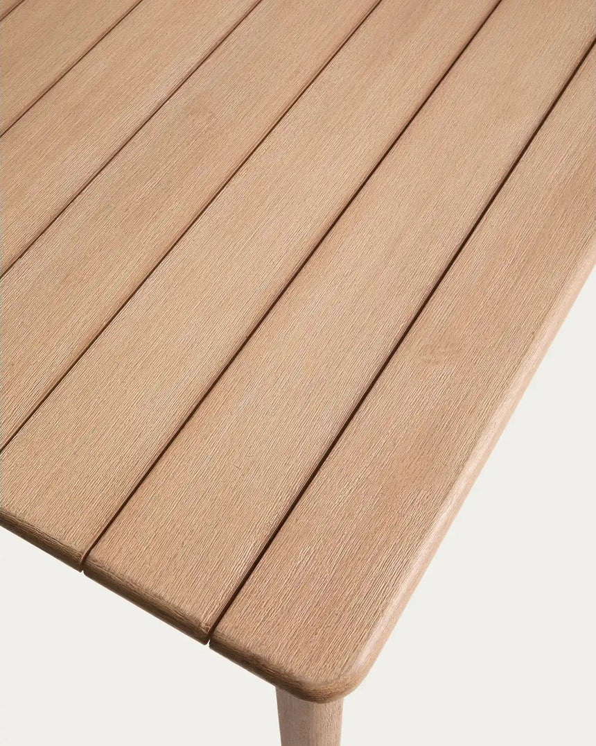 Set mit Tisch Sori aus massivem Akazienholz und 4 Stapelstühlen Nina aus massivem Akazienholz und beigem Seil, 200 x 100 cm FSC 100 % von Kave Home – Bild 5