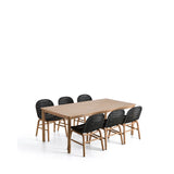 Set mit Tisch Sori aus massivem Akazienholz und 6 Stühlen Alipa aus massivem Akazienholz und graphitgrauem Seil, 200 x 100 cm FSC 100 % von Kave Home – Bild 1