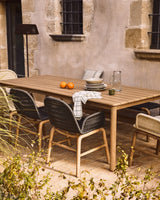 Set mit Tisch Sori aus massivem Akazienholz und 6 Stühlen Alipa aus massivem Akazienholz und graphitgrauem Seil, 200 x 100 cm FSC 100 % von Kave Home – Bild 2