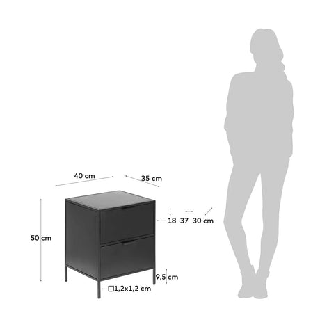 Shantay Nachttisch 40 x 50 cm aus Stahl mit schwarzem Finish von Kave Home – Produktbild 8