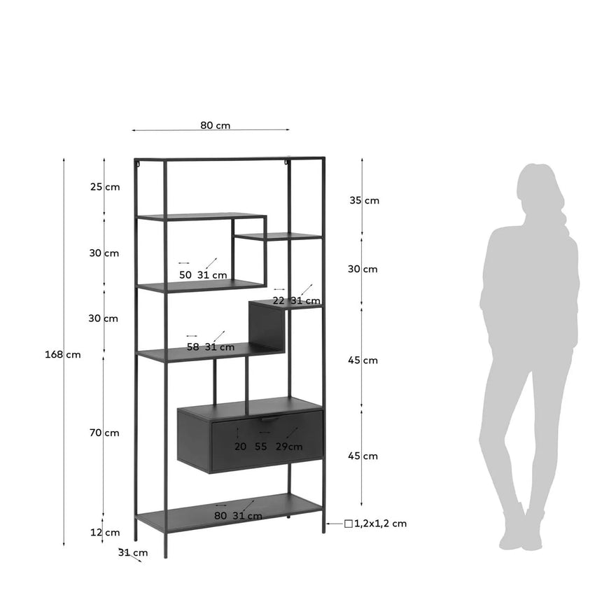Shantay Regal aus Stahl mit schwarzem Finish 80 x 168 cm von Kave Home – Produktbild 4