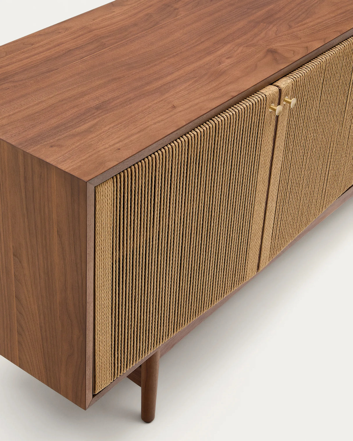 Sideboard Elan 2 Türen 2 Schubladen massives Nussholz und Furnier Seil 180x73cm FSC Mix Credit von Kave Home – Produktbild 4