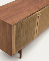 Sideboard Elan 2 Türen 2 Schubladen massives Nussholz und Furnier Seil 180x73cm FSC Mix Credit von Kave Home – Produktbild 4