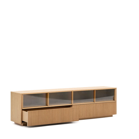 Sideboard Helvine 4 Türen 2 Schubladen Eichenfurnier gehärtetes Glas 200 x 54 cm FSC 100% von Kave Home – Produktbild 10