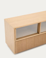 Sideboard Helvine 4 Türen 2 Schubladen Eichenfurnier gehärtetes Glas 200 x 54 cm FSC 100% von Kave Home – Produktbild 2