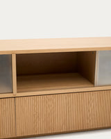 Sideboard Helvine 4 Türen 2 Schubladen Eichenfurnier gehärtetes Glas 200 x 54 cm FSC 100% von Kave Home – Produktbild 4