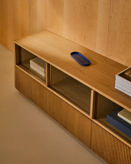 Sideboard Helvine 4 Türen 2 Schubladen Eichenfurnier gehärtetes Glas 200 x 54 cm FSC 100% von Kave Home – Produktbild 7