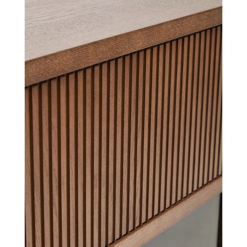 Sideboard Helvine 4 Türen 4 Schubladen Eichenfurnier mit Nussbaum-Finish und gehärtetes Glas 200 x 80 cm FSC 100% von Kave Home – Bild 10