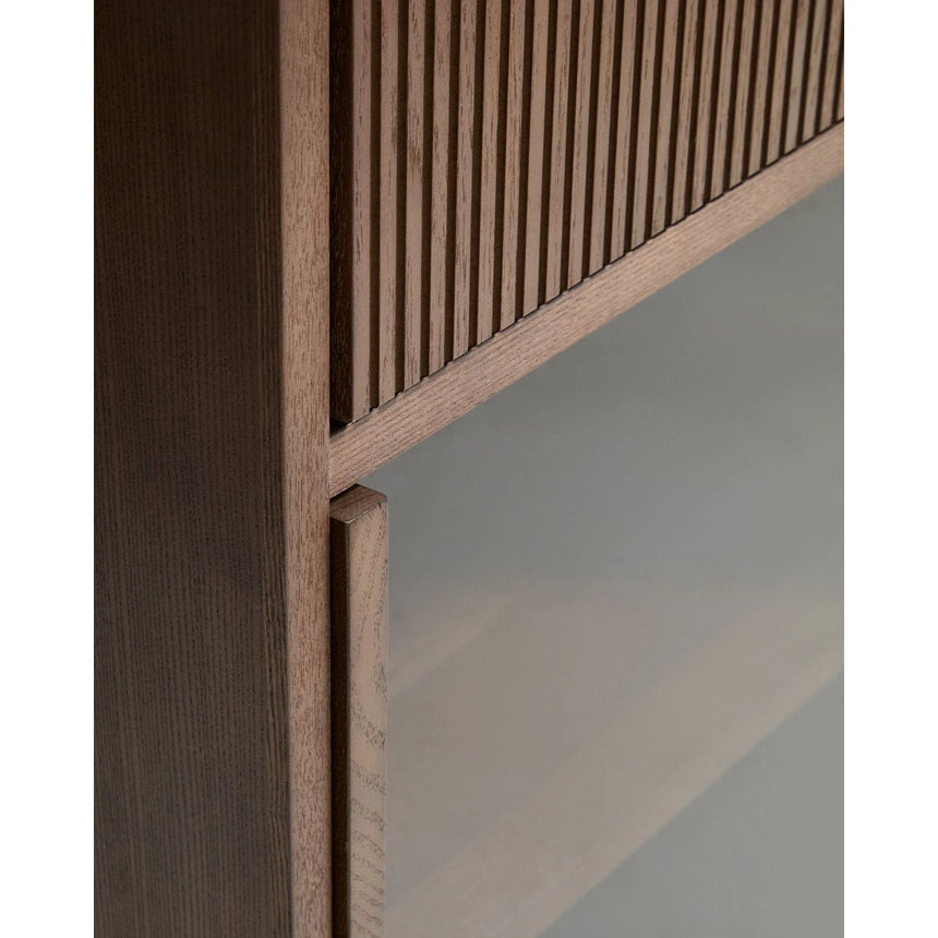 Sideboard Helvine 4 Türen 4 Schubladen Eichenfurnier mit Nussbaum-Finish und gehärtetes Glas 200 x 80 cm FSC 100% von Kave Home – Bild 11