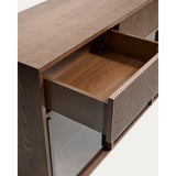 Sideboard Helvine 4 Türen 4 Schubladen Eichenfurnier mit Nussbaum-Finish und gehärtetes Glas 200 x 80 cm FSC 100% von Kave Home – Bild 8