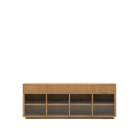Sideboard Helvine 4 Türen 4 Schubladen Eichenfurnier und gehärtetes Glas 200 x 80 cm FSC 100% von Kave Home – Bild 1