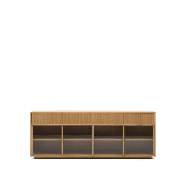 Sideboard Helvine 4 Türen 4 Schubladen Eichenfurnier und gehärtetes Glas 200 x 80 cm FSC 100% von Kave Home – Bild 1