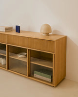 Sideboard Helvine 4 Türen 4 Schubladen Eichenfurnier und gehärtetes Glas 200 x 80 cm FSC 100% von Kave Home – Bild 3