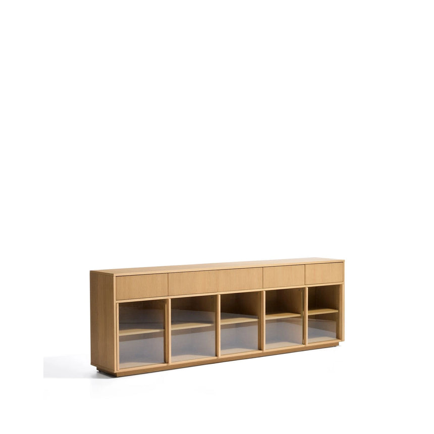 Sideboard Helvine mit 5 Türen und 5 Schubladen aus Eichenfurnier und gehärtetem Glas, 245 x 80 cm, FSC 100 % von Kave Home – Bild 3