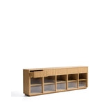 Sideboard Helvine mit 5 Türen und 5 Schubladen aus Eichenfurnier und gehärtetem Glas, 245 x 80 cm, FSC 100 % von Kave Home – Bild 4