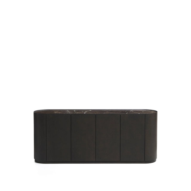 Sideboard Nemore mit 4 Türen aus Eichenfurnier und Keramikplatte mit Emperador-Marmor-Effekt, FSC Mix Credit 200 x 45 cm von Kave Home – Bild 1