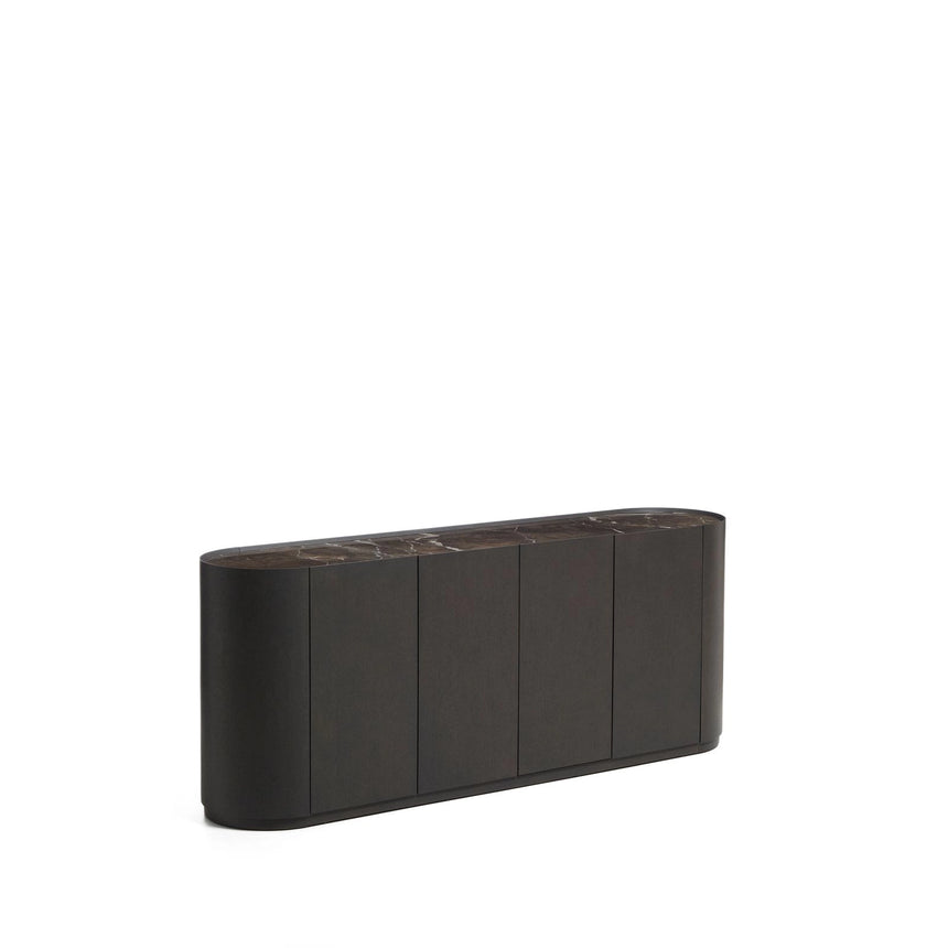 Sideboard Nemore mit 4 Türen aus Eichenfurnier und Keramikplatte mit Emperador-Marmor-Effekt, FSC Mix Credit 200 x 45 cm von Kave Home – Bild 6