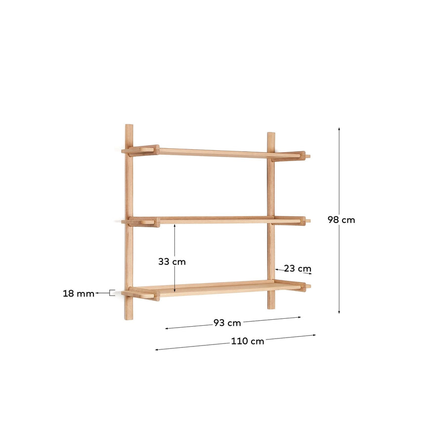 Sitra Regal modular 3 Regalbretter massives Eichenholz Finish Natur FSC Mix Credit 110 cm von Kave Home – Bild 4