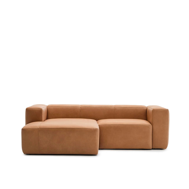 Sofa Blok aus braunem Leder 2-Sitzer Chaiselongue links 240 cm von Kave Home – Produktbild 1