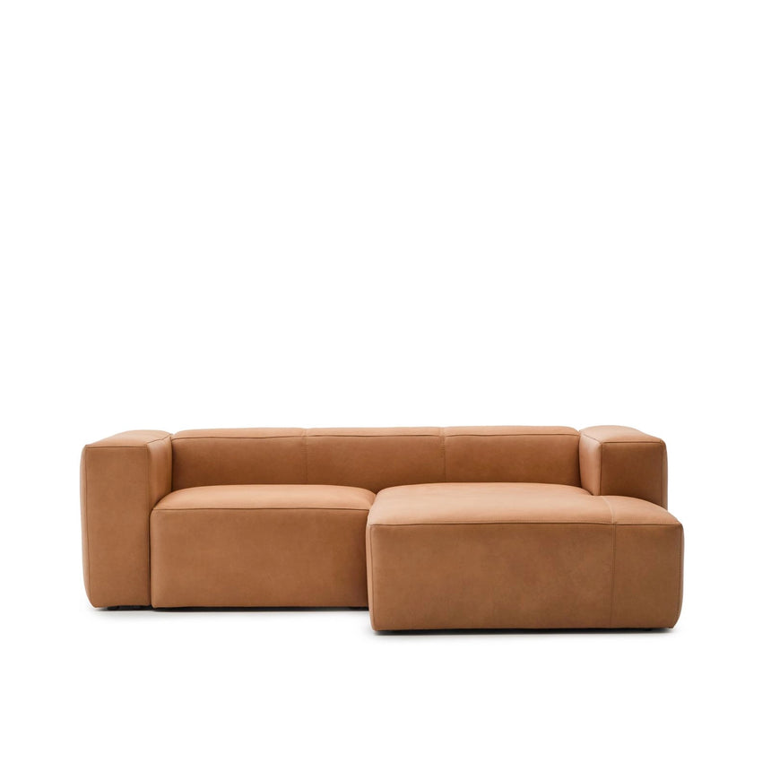 Sofa Blok aus braunem Leder 2-Sitzer Chaiselongue rechts 240 cm von Kave Home – Produktbild 1