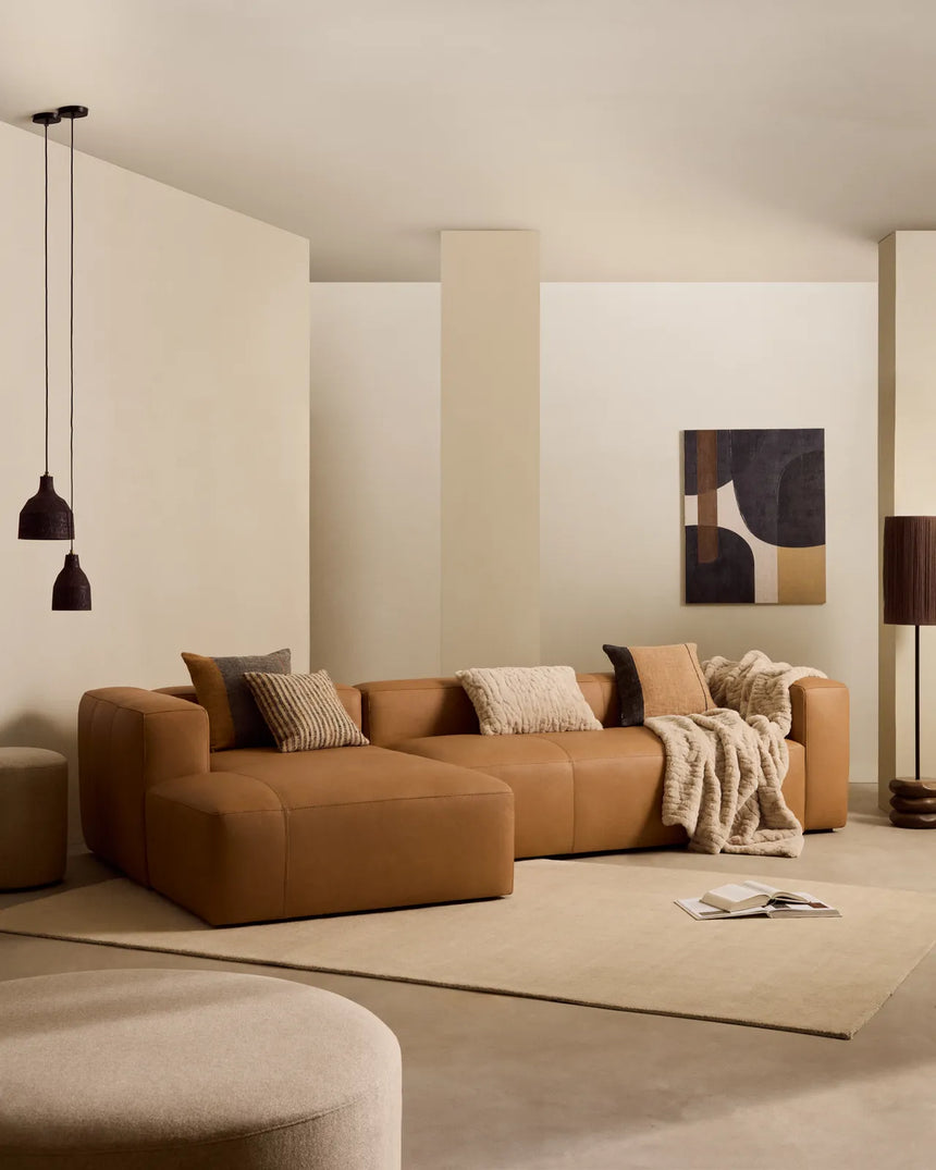 Sofa Blok aus braunem Leder 4-Sitzer Chaiselongue links 330 cm von Kave Home – Produktbild 1