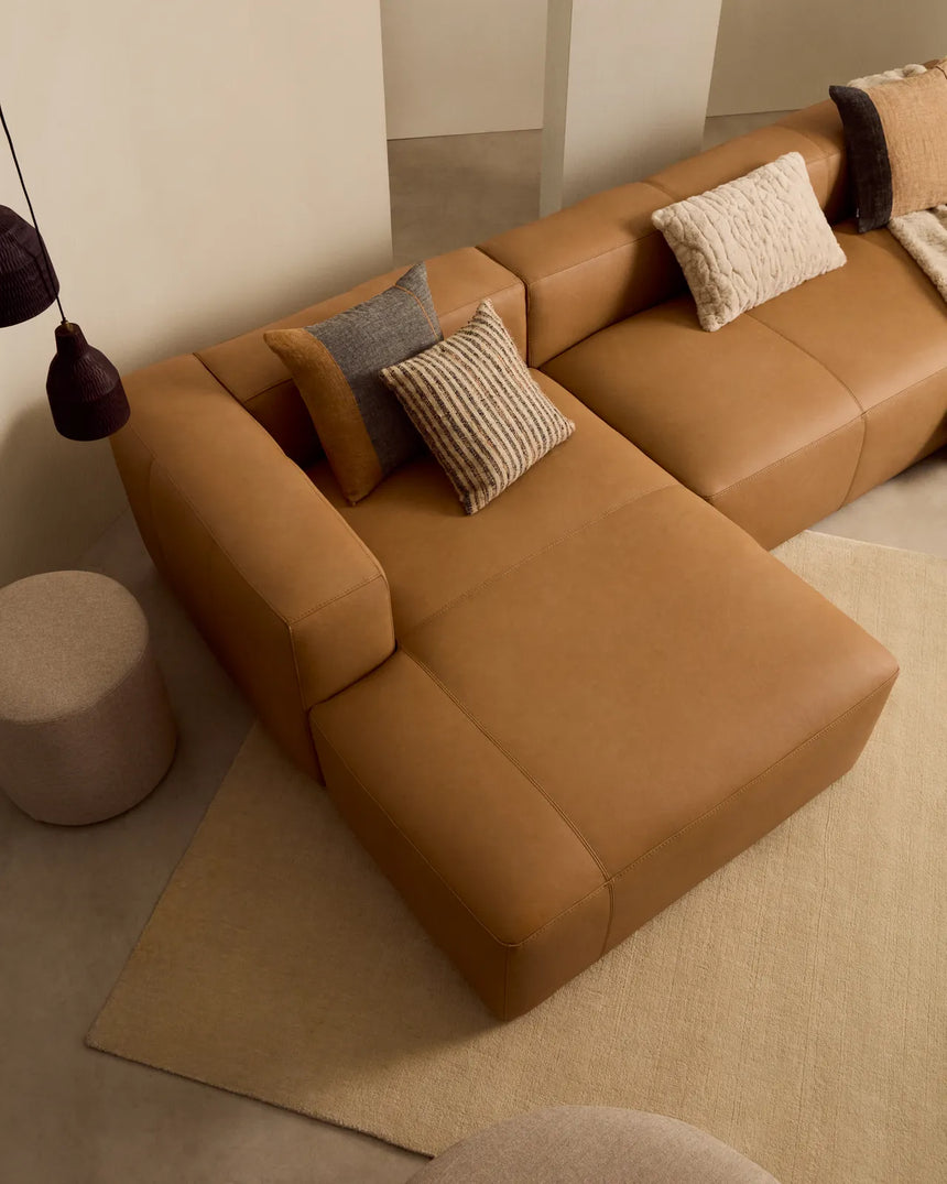 Sofa Blok aus braunem Leder 4-Sitzer Chaiselongue links 330 cm von Kave Home – Produktbild 2