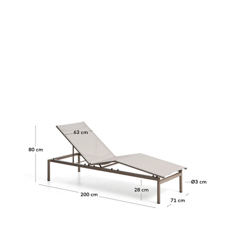 Sonnenliege Lesina aus taupefarbenem Aluminium und ecrufarbenem Texteline von Kave Home – Bild 5