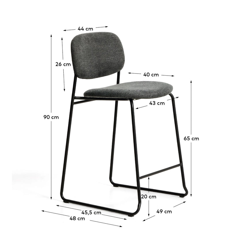 Stapelbarer Hocker Meli mit Chenille und Beinen aus Metall, FSC Mix Credit, 65 cm  von Kave Home – Bild 2