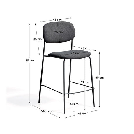 Stapelbarer Hocker Meli mit Chenille und Beinen aus Metall, FSC Mix Credit, 65 cm von Kave Home – Bild 3