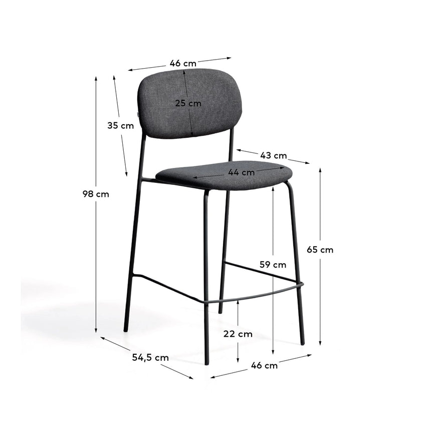 Stapelbarer Hocker Meli mit Chenille und Beinen aus Metall, FSC Mix Credit, 65 cm von Kave Home – Bild 3