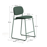 Stapelbarer Hocker Meli mit grüner Chenille und Beinen aus grünem Metall, FSC Mix Credit, 65 cm von Kave Home – Bild 2