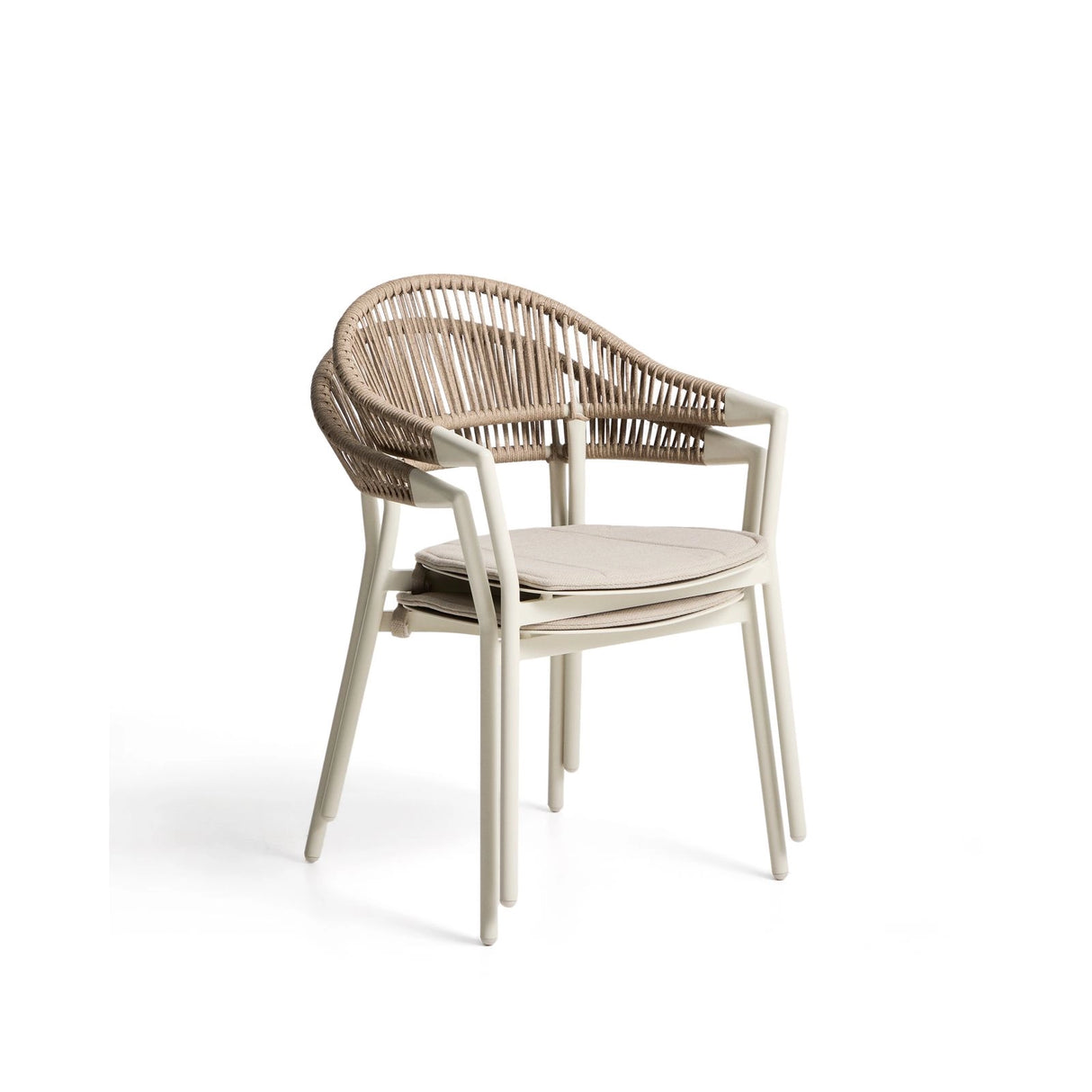 Stapelbarer Outdoor-Stuhl Alimia aus Aluminium in Ecru und beigem Synthetikseil von Kave Home – Bild 6