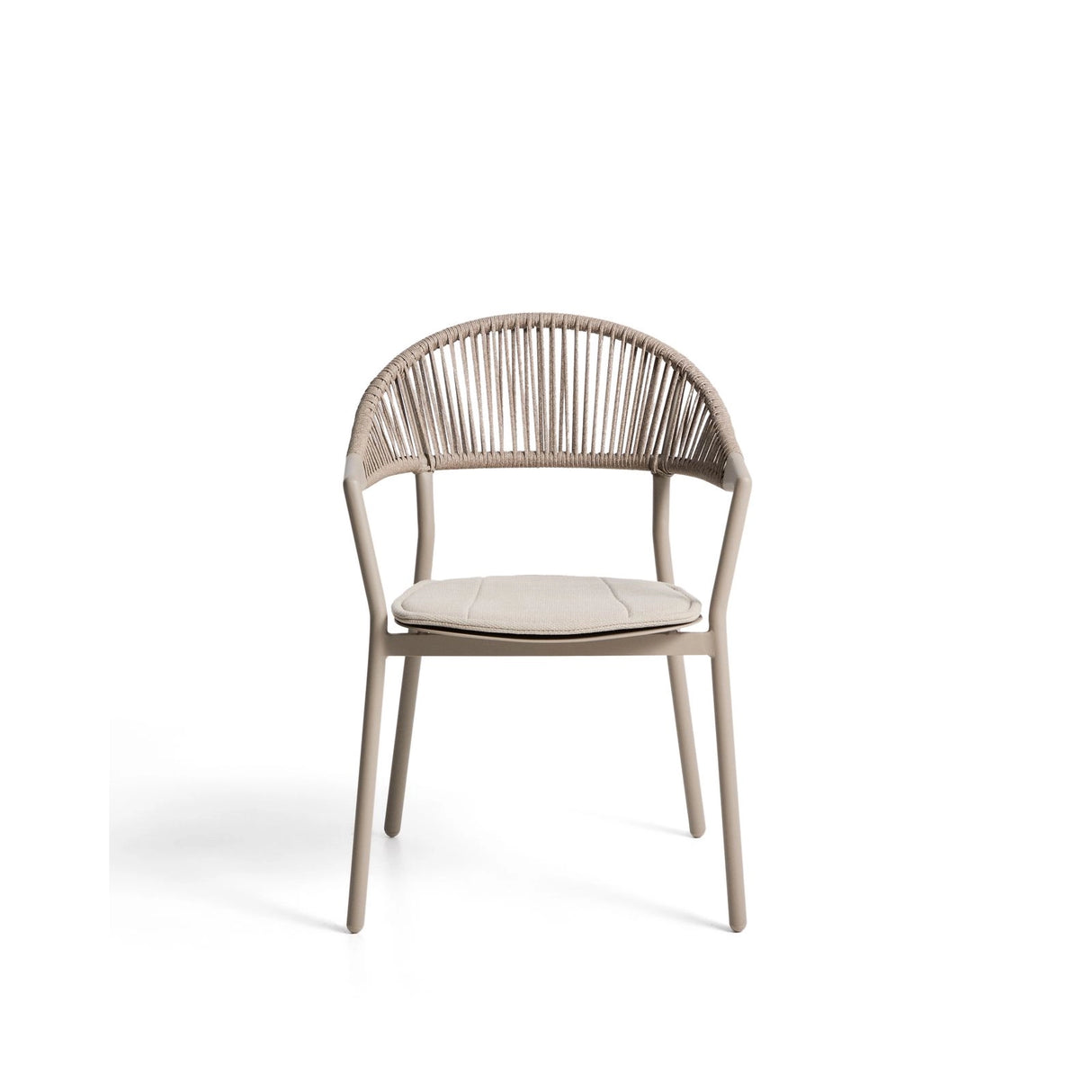 Stapelbarer Outdoor-Stuhl Alimia aus Aluminium in Taupe und braunem Synthetikseil von Kave Home – Bild 5