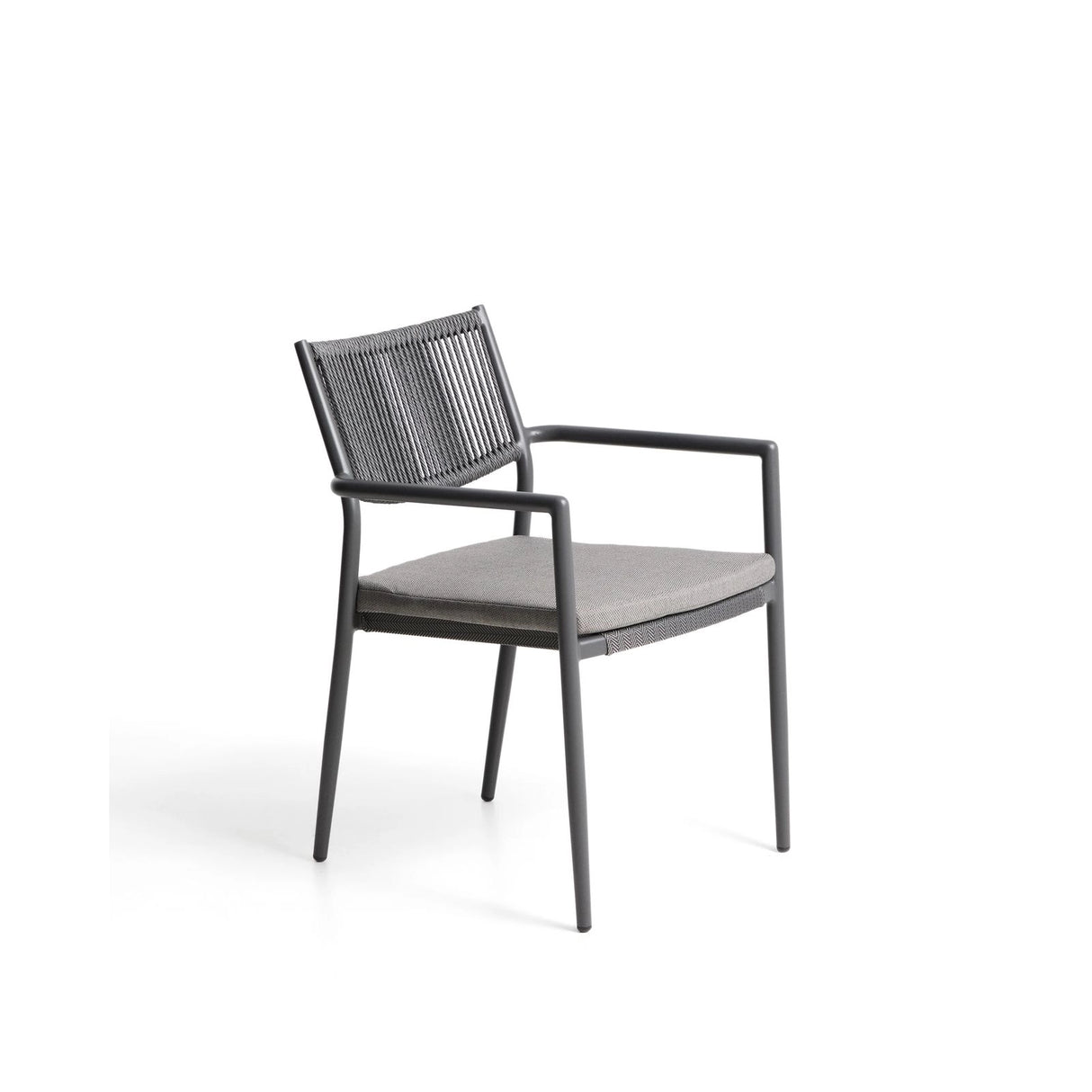 Stapelbarer Outdoor-Stuhl Argasi aus Aluminium in Graphit und dunkelgrauem Synthetikseil von Kave Home – Bild 1