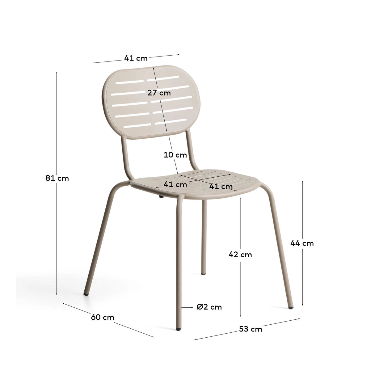 Stapelbarer Outdoor-Stuhl Brai aus taupefarben verzinktem Stahl von Kave Home – Bild 5